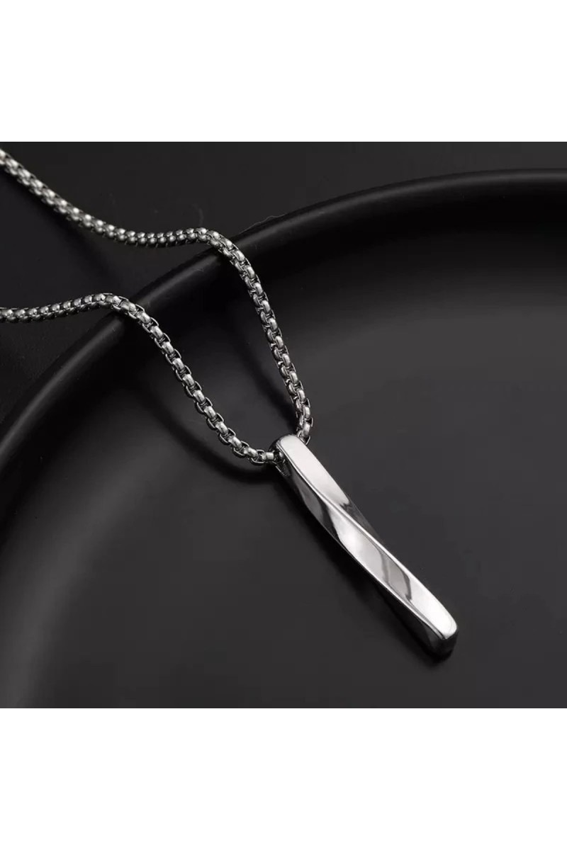 Mens Necklace - Stainless Steel - Silver - 389