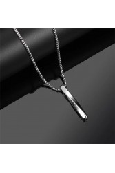 Mens Necklace - Stainless Steel - Silver - 389