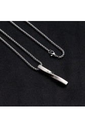 Mens Necklace - Stainless Steel - Silver - 389
