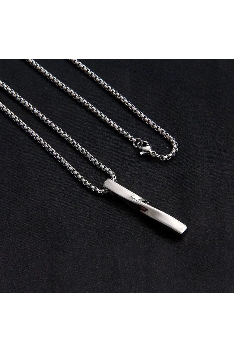Mens Necklace - Stainless Steel - Silver - 389