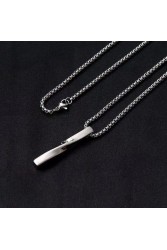 Mens Necklace - Stainless Steel - Silver - 389