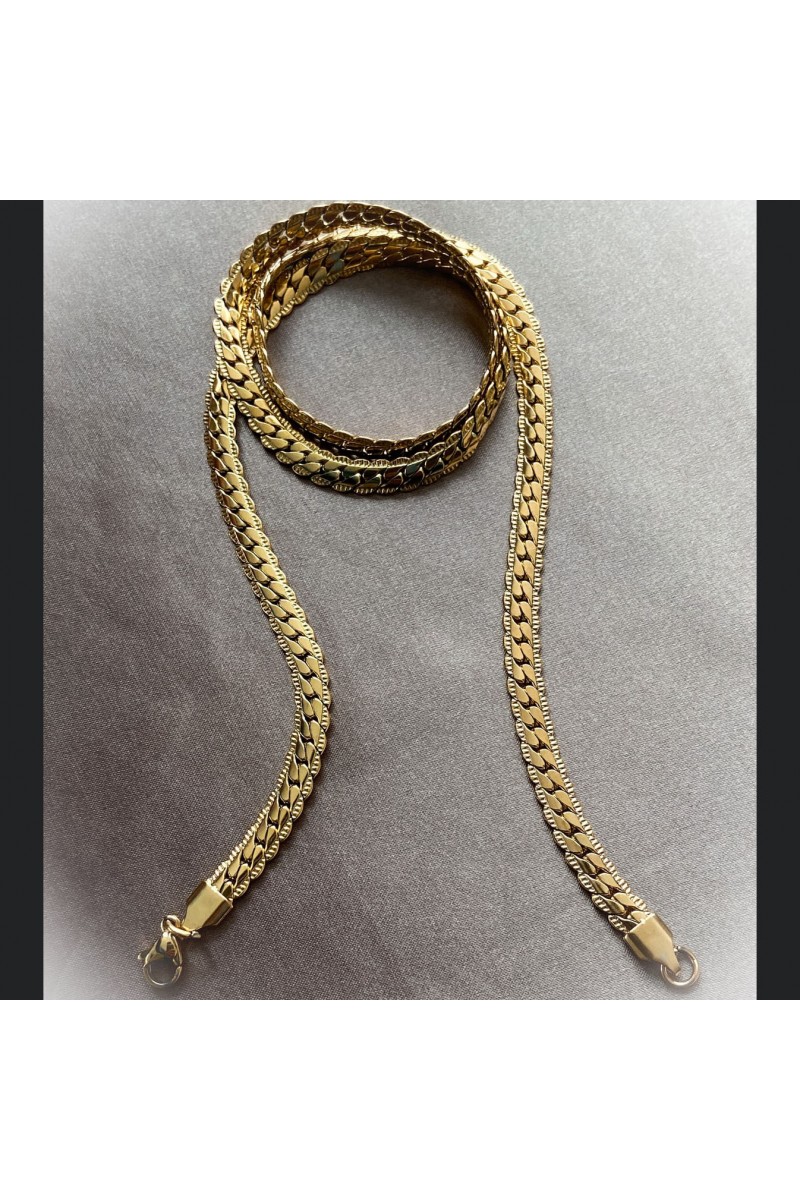 Mens Necklace - Stainless Steel - Gold - 015