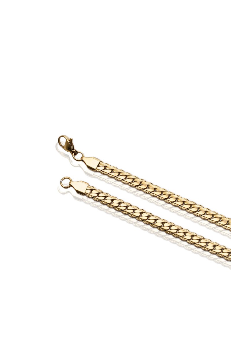 Mens Necklace - Stainless Steel - Gold - 015