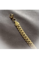 Mens Necklace - Stainless Steel - Gold - 015