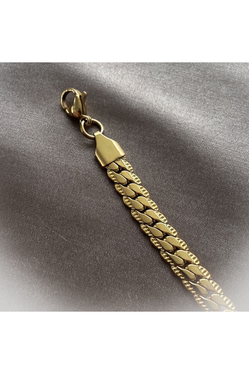 Mens Necklace - Stainless Steel - Gold - 015