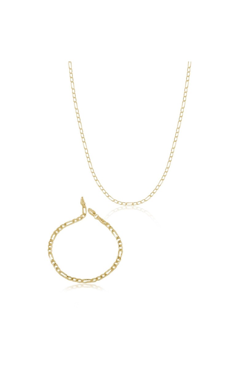 Mens Necklace & Bracelet - Silver - Gold - 8501
