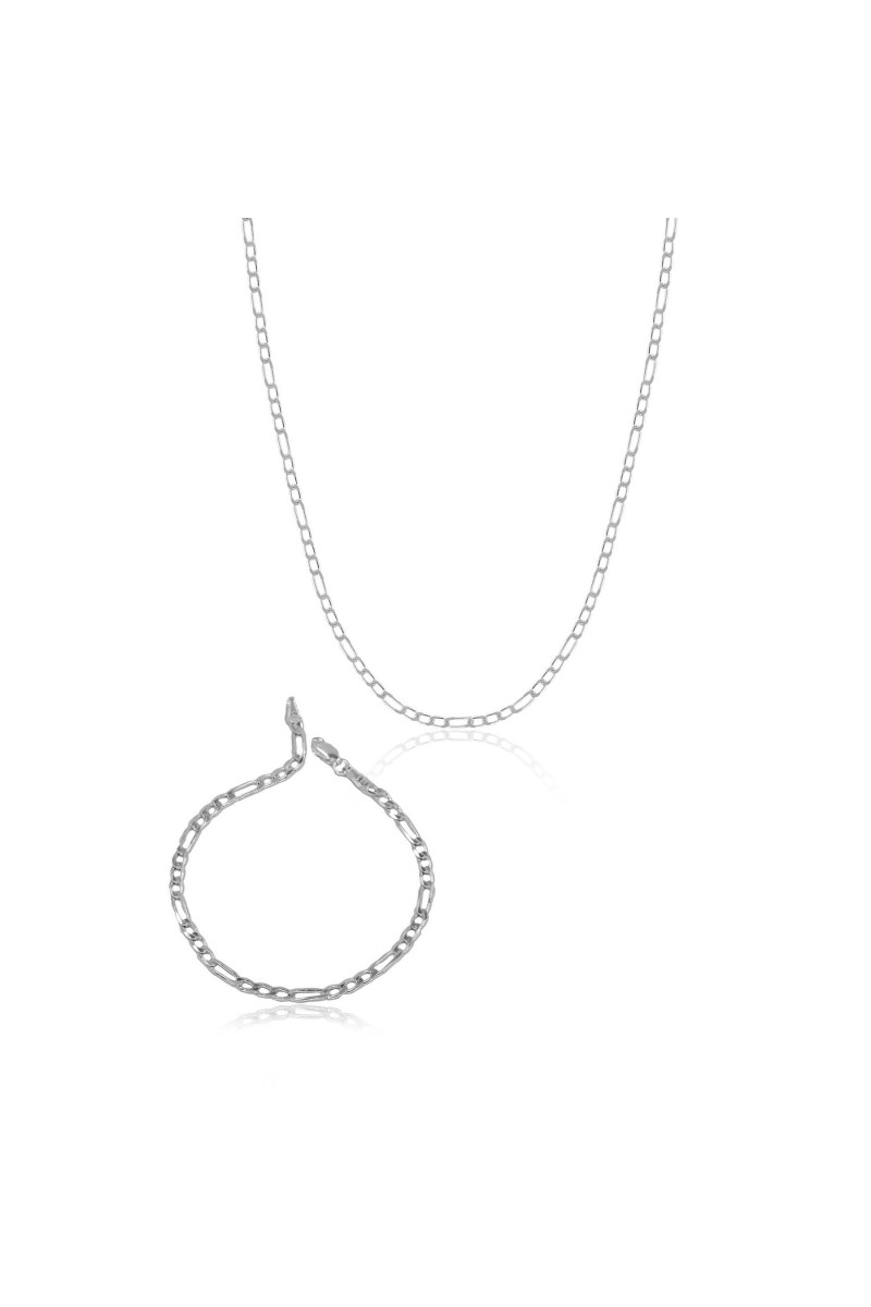 Mens Necklace & Bracelet - Silver - 8501