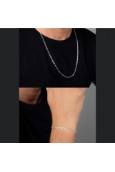 Mens Necklace & Bracelet - Silver - 8501