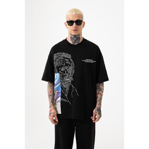 Unisex Oversized T-shirt  - Black - VAN GOGH