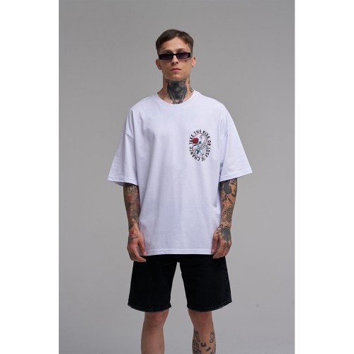 Unisex Oversized T-shirt - White - Rose