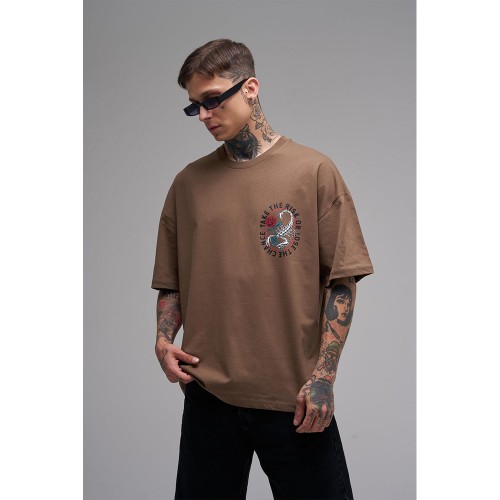 Unisex Oversized T-shirt - Brown - Rose