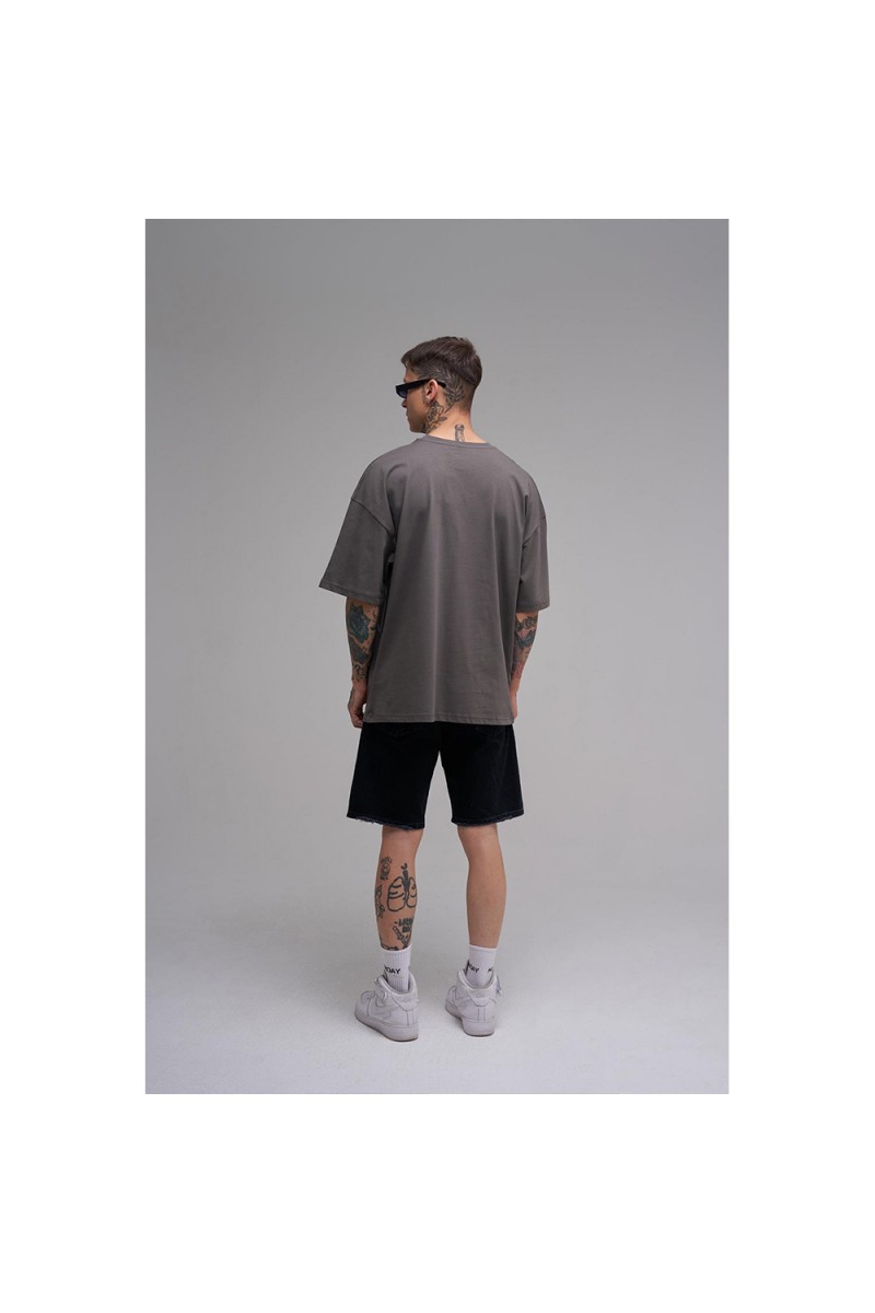 Unisex Oversized T-shirt - Gray - Rose