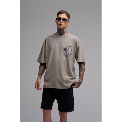 Unisex Oversized T-shirt - Khaki - Rose