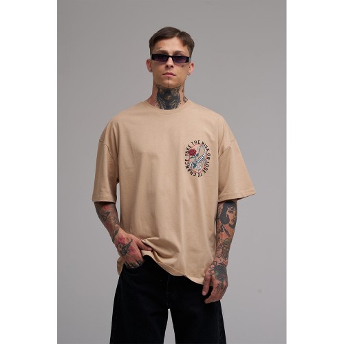Unisex Oversized T-shirt - Beige - Rose