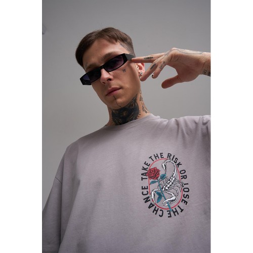 Unisex Oversized T-shirt - Ice Gray - Rose