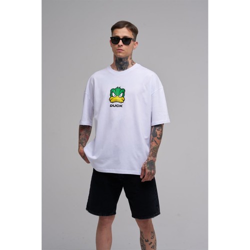 Unisex Oversized T-shirt  - White - Duck