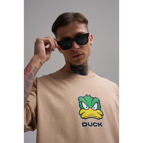 Unisex Oversized T-shirt - Beige - Duck