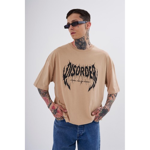 Unisex Oversized T-shirt - Beige - Disorder