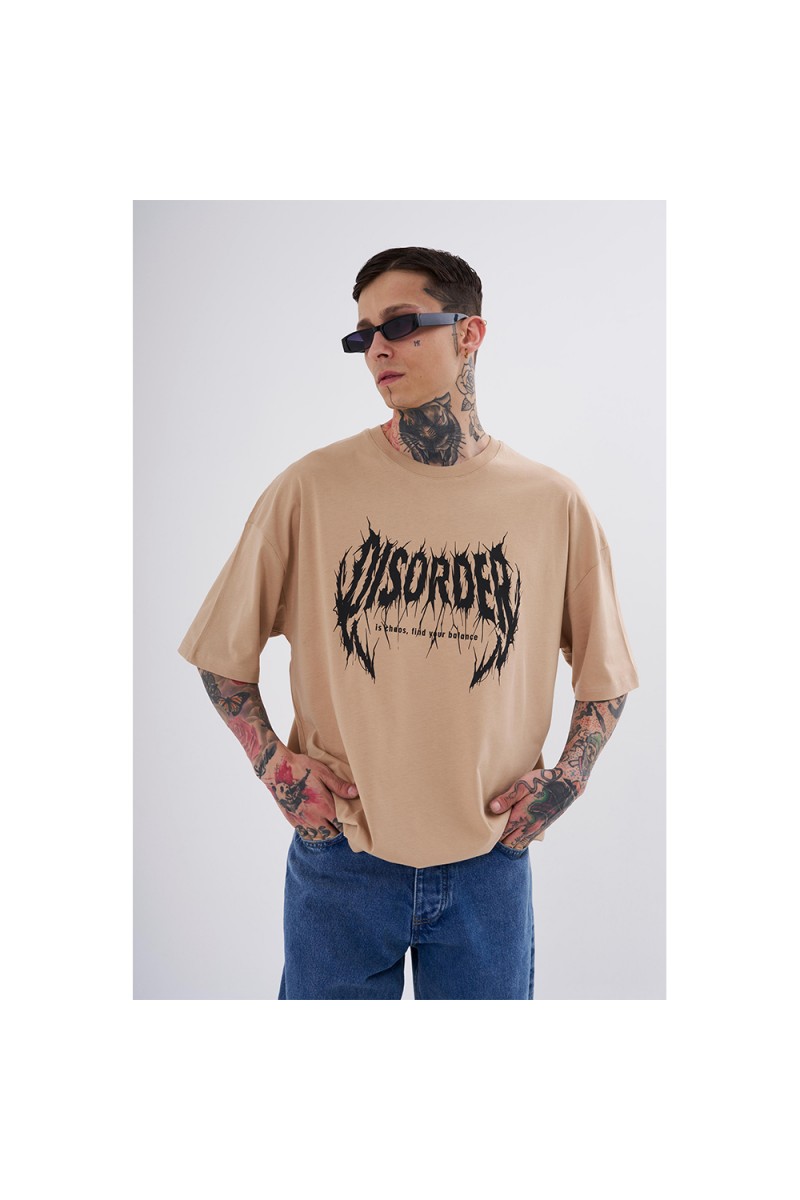 Unisex Oversized T-shirt - Beige - Disorder