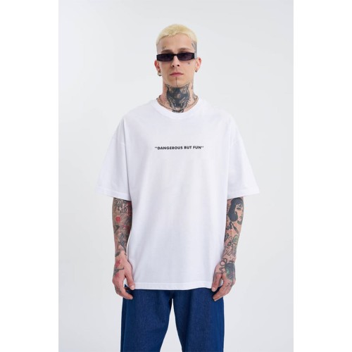 Unisex Oversized T-shirt - White - Dangerous But Fun