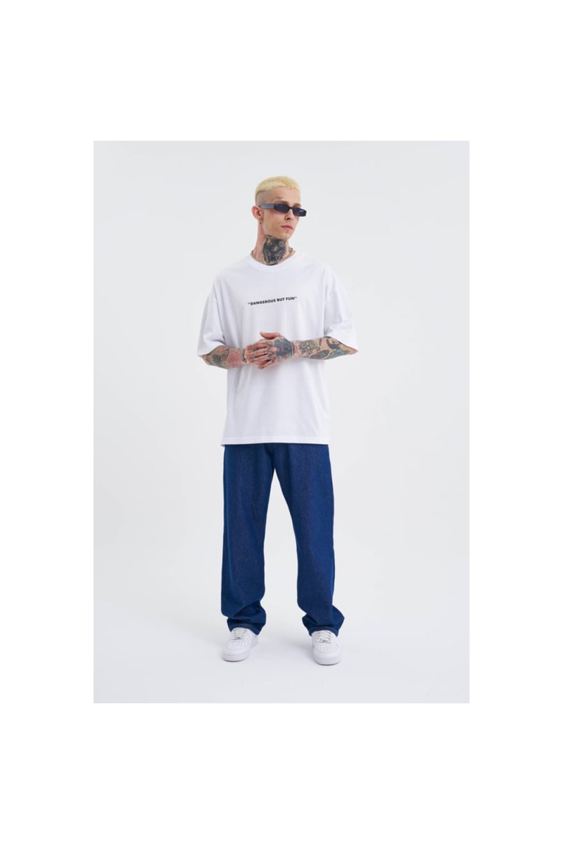 Unisex Oversized T-shirt - White - Dangerous But Fun