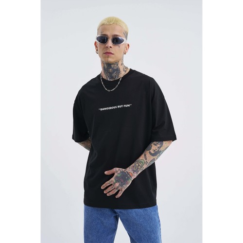 Unisex Oversized T-shirt - Black - Dangerous But Fun