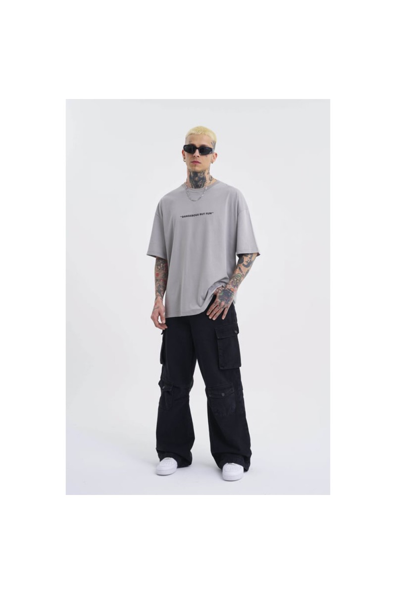 Unisex Oversized T-shirt - Ice Gray - Dangerous But Fun