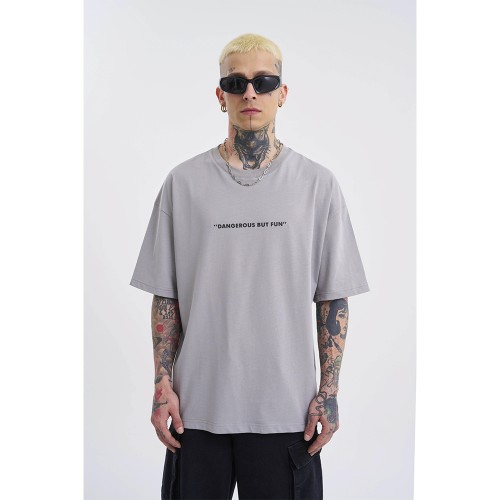 Unisex Oversized T-shirt - Ice Gray - Dangerous But Fun