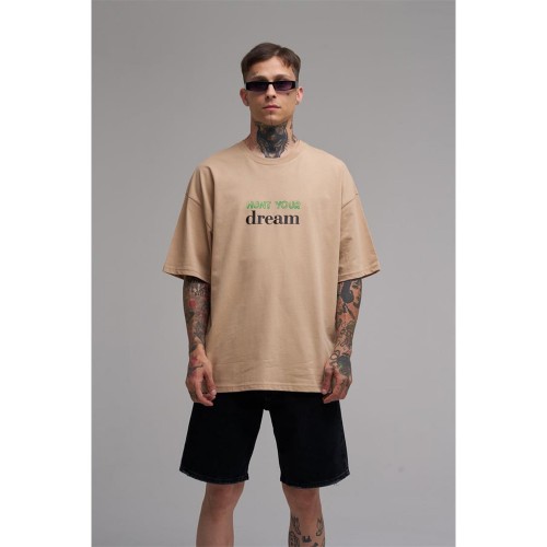 Unisex Oversized T-shirt - Beige - Hunt Your Dream