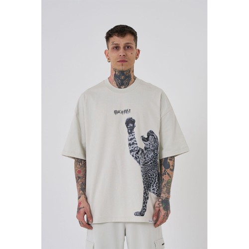 Unisex Oversized T-shirt  - Gray - Leopard