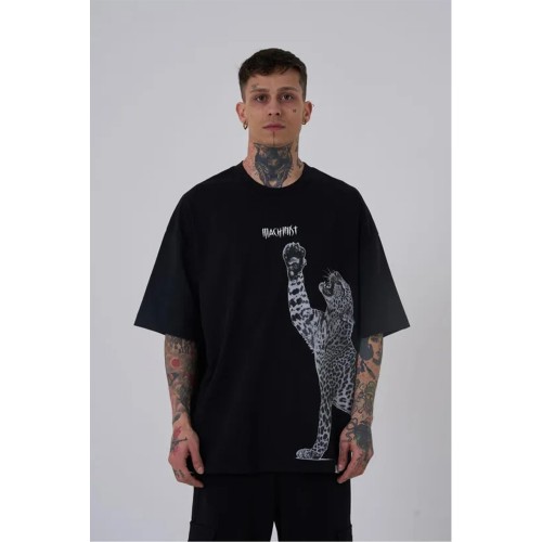 Unisex Oversized T-shirt - Black - Leopard