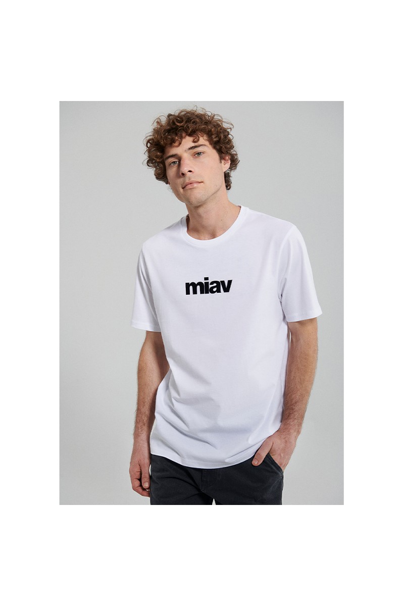 Mens T-shirt - White Black - Miav
