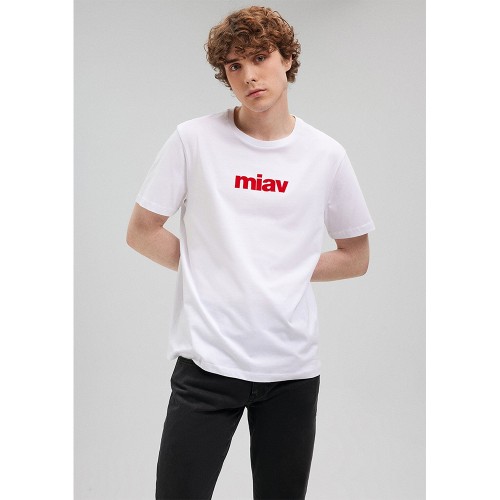 Mens T-shirt - White Red - Miav