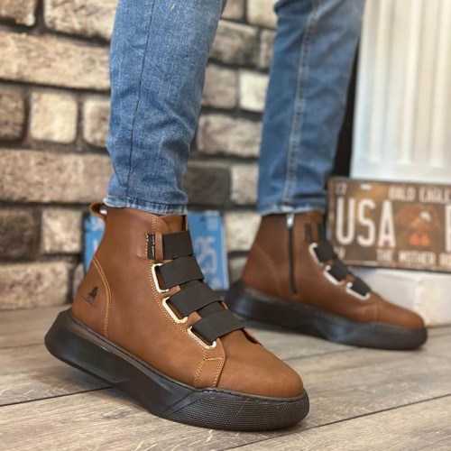 Mens High Top Sneakers - Brown - 0142