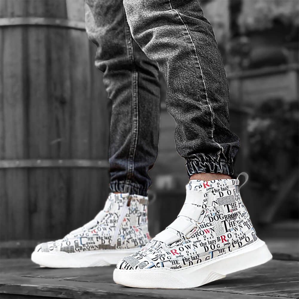 Mens High Top Sneakers - Letter Painted - 0142