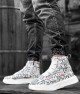 Mens High Top Sneakers - Letter Painted - 0142