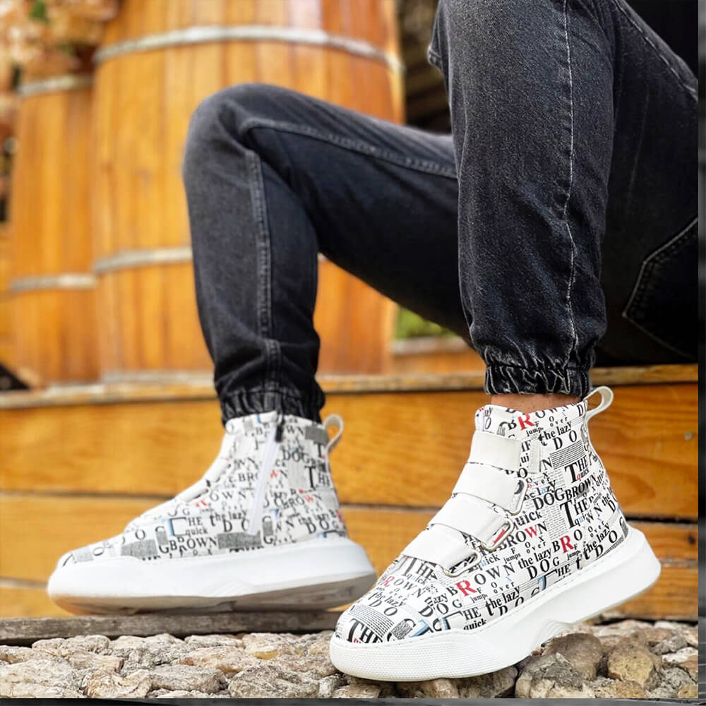 Mens High Top Sneakers - Letter Painted - 0142