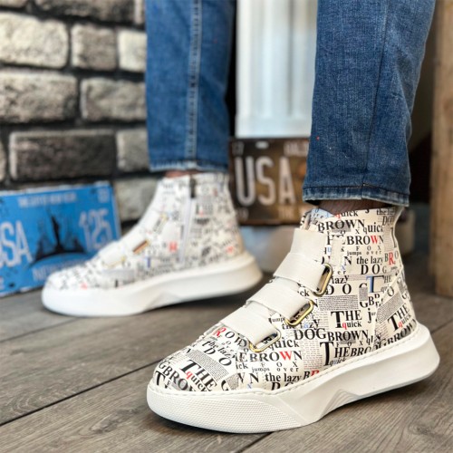 Mens High Top Sneakers - Letter Painted - 0142