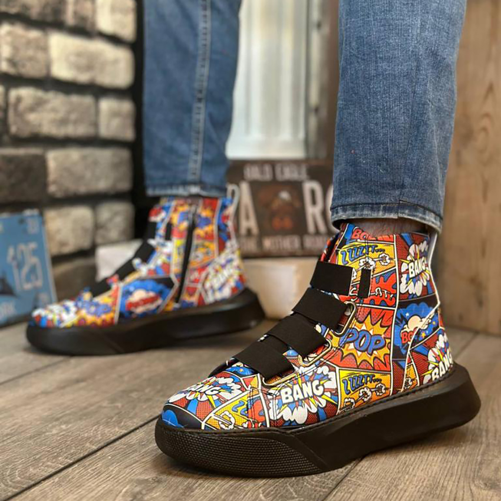 Mens High Top Sneakers - Popart Painted - 0142