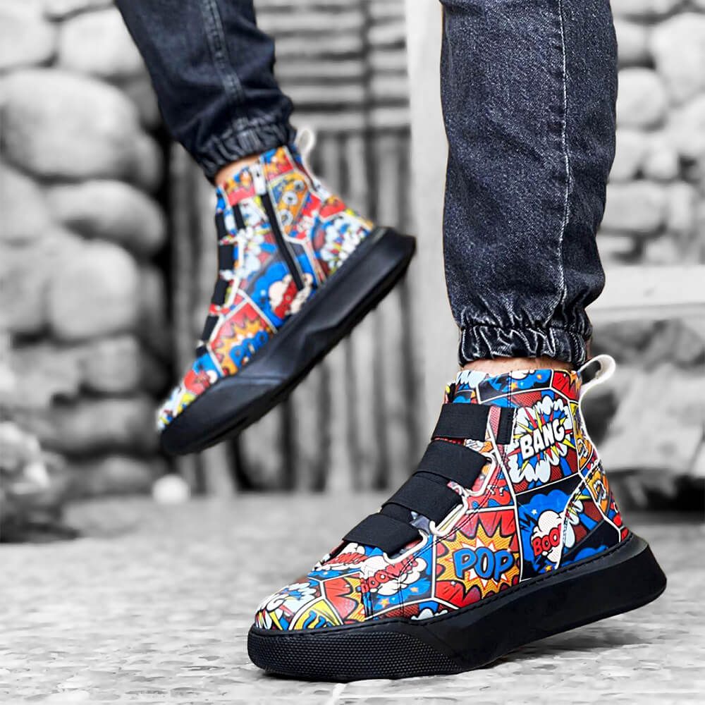 Mens High Top Sneakers - Popart Painted - 0142