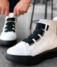 Mens High Top Sneakers - White Black - 0142