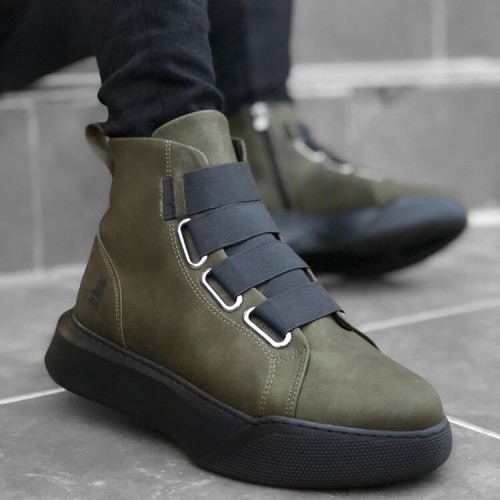 Mens High Top Sneakers - Khaki - 0142