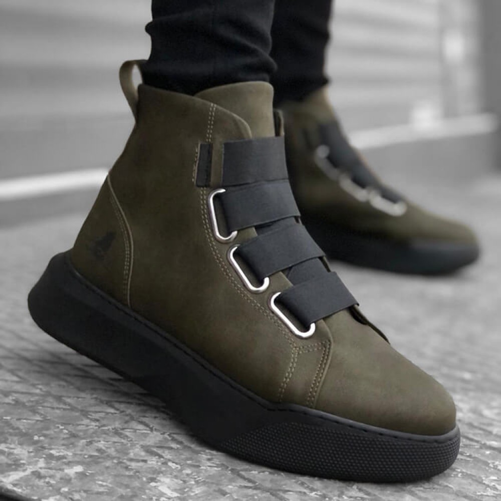 Mens High Top Sneakers - Khaki - 0142