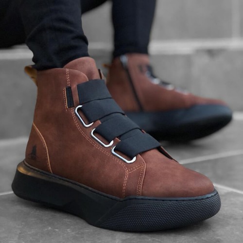 Mens High Top Sneakers - Brown - 0142