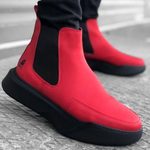 Mens High Top Sneakers - Red - 0150