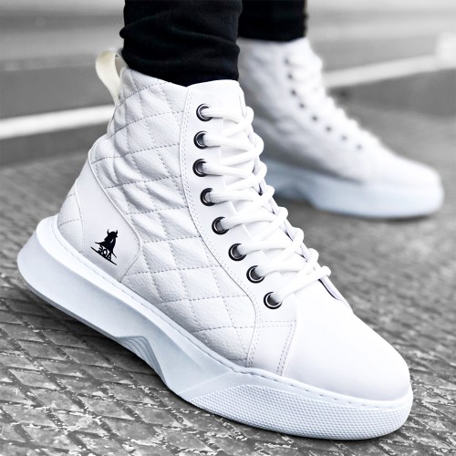Mens High Top Sneakers - White - 0159