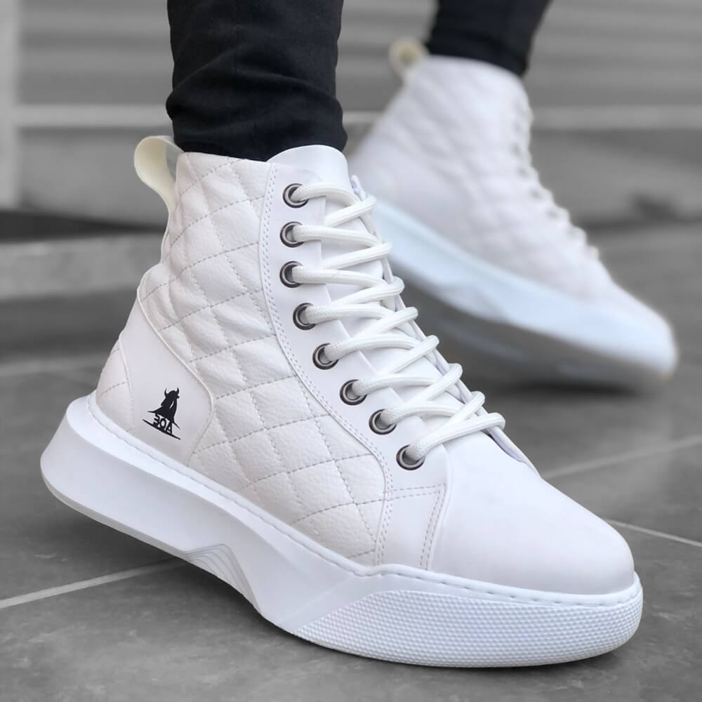 Mens High Top Sneakers - White - 0159