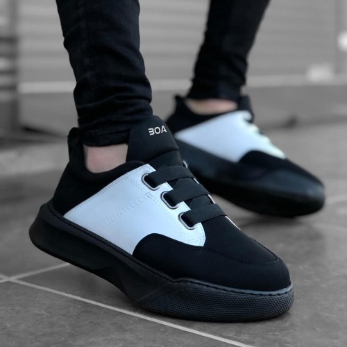 Mens Sneakers - Black White - 0160 - 3