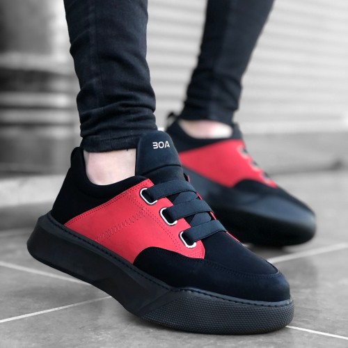 Mens Sneakers - Black Red - 0160