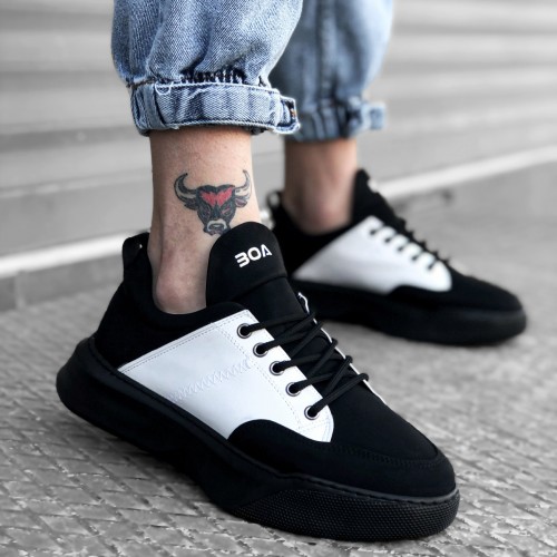 Mens Sneakers - Black White - 0163